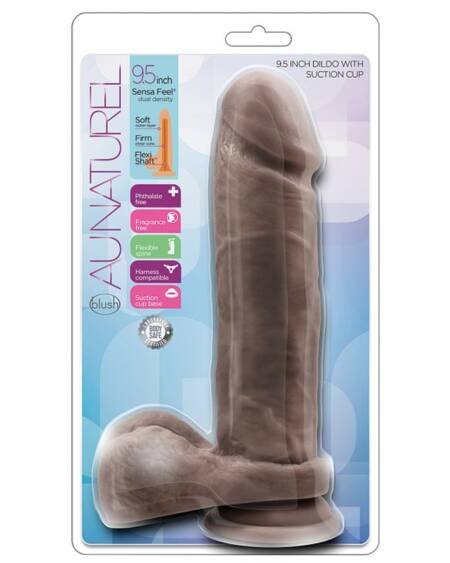 Au Naturel Dildo with Suction Cup-Chocolate 9.5