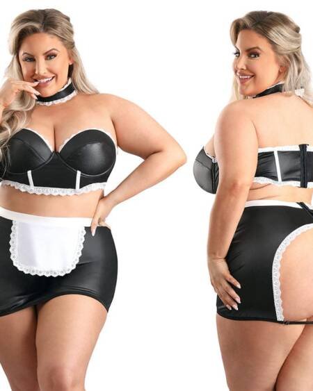 Fantasy Lingerie Play 5 Star Service Maid -Black 1x/2x