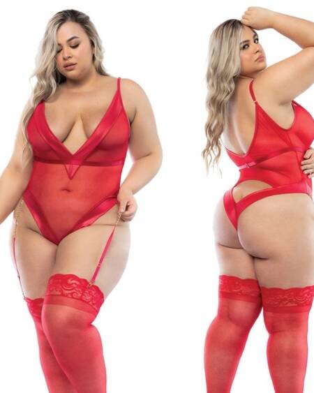 Hello Sexy The Lola Bodysuit-Tiger Lily 1X/2X-Hanging