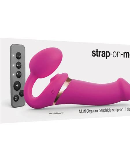Strap On Me Multi Orgasm Bendable Strap-On-Fuchsia L