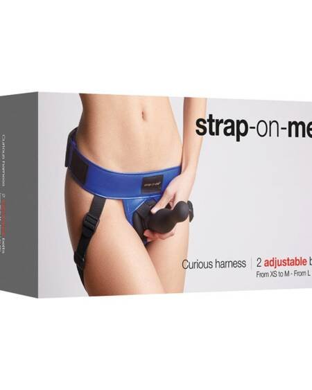 Strap On Me Leatherette Harness Curious-Metallic Blue