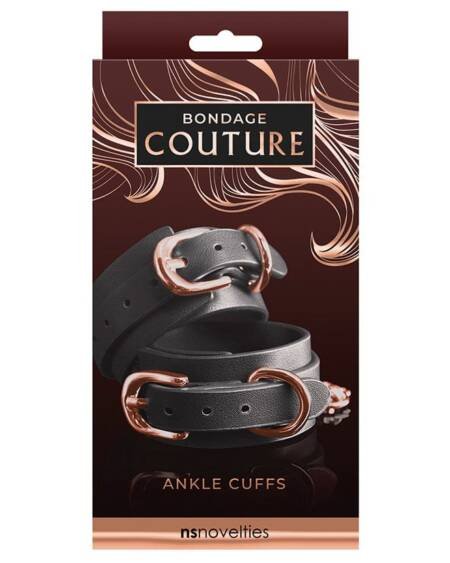 Bondage Couture Ankle Cuffs-Black