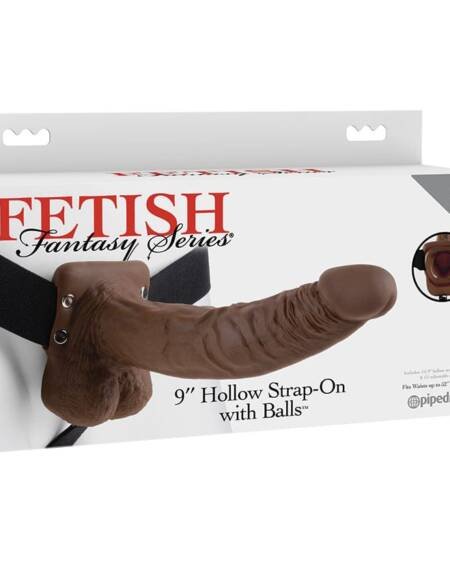 Fetish Fantasy Series Hollow Strap-On with Balls-Chocolate 9