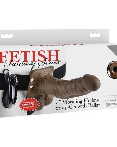 Fetish Fantasy Series Vibrating Hollow Strap-On-Chocolate 7