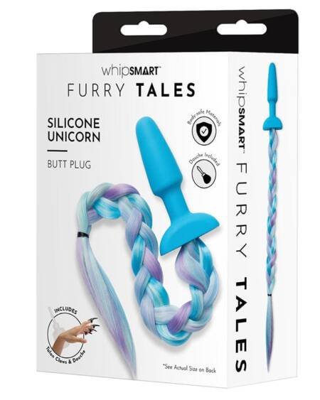 Whipsmart Furry Tales Silicone Plug with Unicorn Tail 3.75