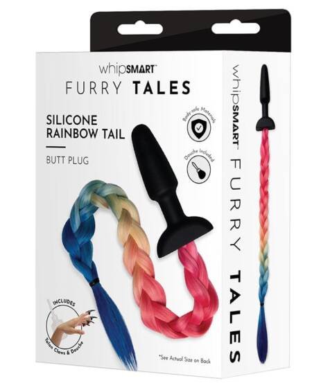 Whipsmart Furry Tales Silicone Plug with Rainbow Tail 3.75