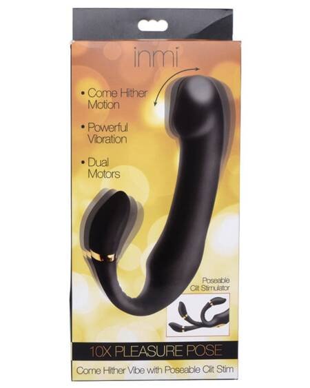 Inmi 10x Pleasure Pose Come Hither Silicone Vibrator with Poseable Clit Stim