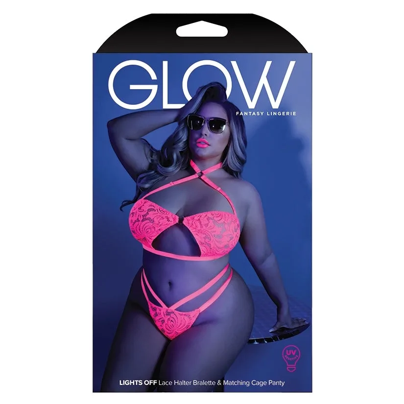 Fantasy Lingerie Glow Lights Off Bralette & Panty-Neon Pink Queen-Boxed - Image 4