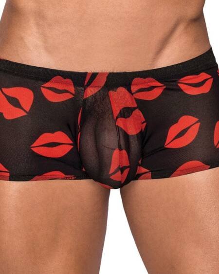 Male Power Kiss Me Mini Shorts-Black Medium-Boxed
