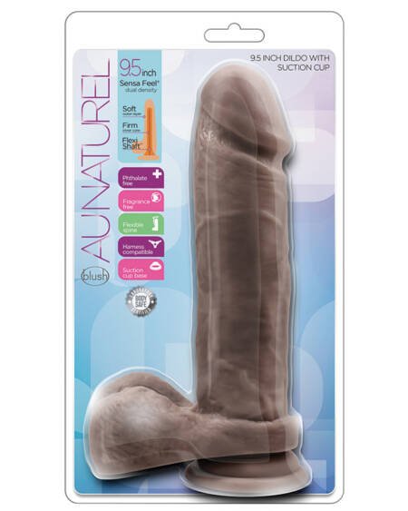 Au Naturel Dual Density Dildo - Chocolate 9.5 Inch