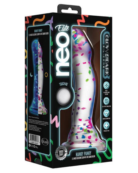 Neo Elite Glow in the Dark Hanky Panky Dildo - Confetti