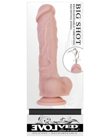 Evolved Big Shot 8-Inch Squirting Vibrating Dong - Flesh