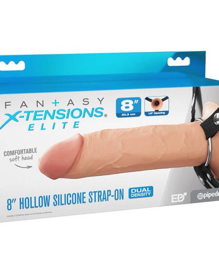 Fantasy X-Tensions Elite Silicone Hollow Strap On-Light 8"