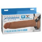 Fantasy X-Tensions Elite Hollow Strap On Dual Density Brown 9"