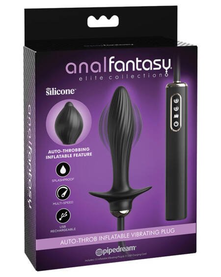Anal Fantasy Elite Auto Throb Inflatable Vibrating Plug-Black