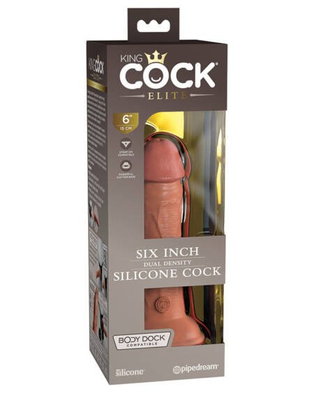 King Cock Elite Dual Density Silicone Dildo - Tan 6 Inch