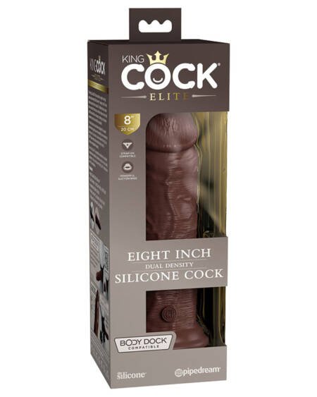 King Cock Elite Dual Density Silicone Dildo - Brown 8 Inch